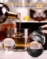 Cubiteras para Hielo Grande de silicona para Whiskey-Set de 4 con tapa de Embudo 2 en 1 - Moldes de Cubitos de Hielo redondo de 6cm para cóceles de Bourbon-Liberación rápido-Large Cube tray - details 1