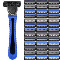Cuchilla De Afeitar De Seguridad Para Eliminación De Vello Corporal Y Bikini Para Hombres Y Mujeres Con 1 Manija Y 12 Hojas Reemplazo Para Afeitadora De Vello - details 0