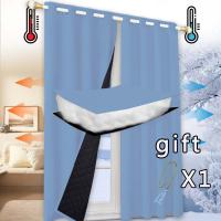 Cortinas De Algodón Aislantes Térmicas Y Antipolvo Para Dormitorio Negro 100% Cortinas Calefactoras Y Anti-Viento Con Aislamiento Acústico - details 5