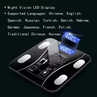Base De Composición Corporal Inteligente Y Sin Cable Digital Para Baño Con Analizador De Computación Corporal Y App Para Móvil Bluetooth - details 5