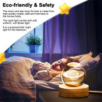 Lámpara De Mesa LED De Sistema Solar Con Bola Cristal Luminosa Luz Nocturna 3D Luna Para Dormitorio Con USB Regalo Para Niños Cumpleaños - details 3