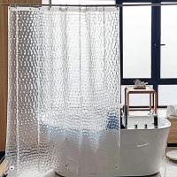 Cortina de Ducha Antimoho 180X200 cm, 3D Cubo de Agua Semitransparente Espesos EVA Lavable Cortinas de Baño with 12 Ganchos, Impermeable Antibacterian Secado RÁPIDO, para Batería - details 5