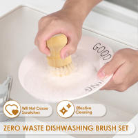 Juego De Cepillos De Cocina De Madera Sisal Recambiables Con Mango Largo Para Limpieza De Ollas Y Sartenes Set Ecológico Para Limpieza Del Hogar - details 1
