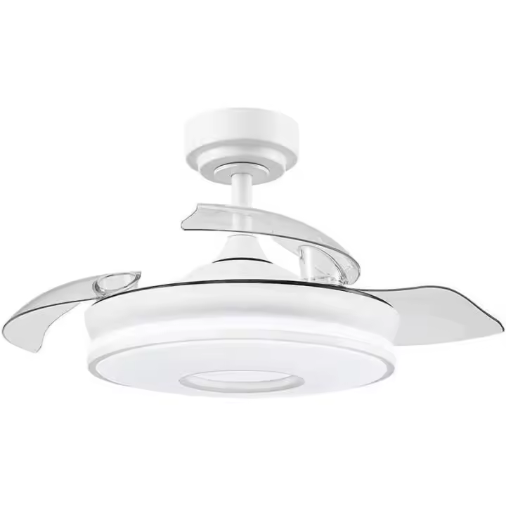 Ventilador de Techo FABRILAMP Dc Dani 59W |AHORRO ENERGIA| Blanco con Led, 3 Temperaturas y Temporizador | Aspas Desplegables, 6 Velocidades, Remoto, Regulación de Intensidad, Memoria - 1
