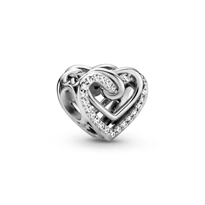 Pandora San Valentín Charm en plata de ley Corazones Brillantes Entrelazados 799270C01 , para Mujer - 1