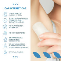 Desodorante Alumen potásico en Piedra natural, neutro stick 100g Deo Naturals alumbre de Roca, Piedra de Roca, no ocluye Los Poros, no Dejas Residuos, no Mancha, eliminar naturalmente los malos olores - details 1