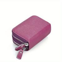 Cartera Pequeña De Cuero Genuino Para Mujer Con Cierre De Cremallera Y Bloqueo RFID Porta Tarjetas De Crédito Caso De Reposición - details 3
