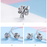 WOSTU 925 Plata Esterlina A-Z 26 Letras Brillantes Con Bolas De Joyería Para Pulsera De Encanto Original Collar De Pulsera Para Mujeres - details 7