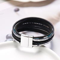 Pulsera Bohemia Vintage De Cuero Genuino Para Mujeres Y Hombres Hecha a Mano Con Cierre Magnético Ancho Joyería De Moda - details 31