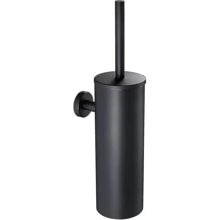 Black Wall Hung Toilet Brush With Brush Holder, 304 Stainless Steel Toilet Brush, Antibacterial - 1
