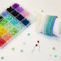 Kit De Hileras De Cuentas De Vidrio Para Joyería 1200PCS 48 Compartmentes 24 Colores 8mm Cuentas Redondas Para Pulseras - details 1