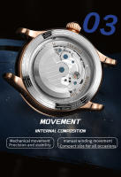 Reloj Mecánico SEAKOSS Para Hombre Con Movimiento Automático Y Resistencia Al Agua Rotación De La Tierra Doble 3D Cuero Acero Inoxidable - details 4