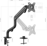 Aisens Soporte de Monitor Escritorio Mesa para Pantallas de 17 a 32 Pulgadas 17" a 32" Compatible  VESA 75/100 mm Gestión del Cableado Brazo Articulado Abrazadera Ajuste 3D Altura con Inclinación, Giratorio, Rotar Peso 2-9 kg - DT32TSR-139 - details 7