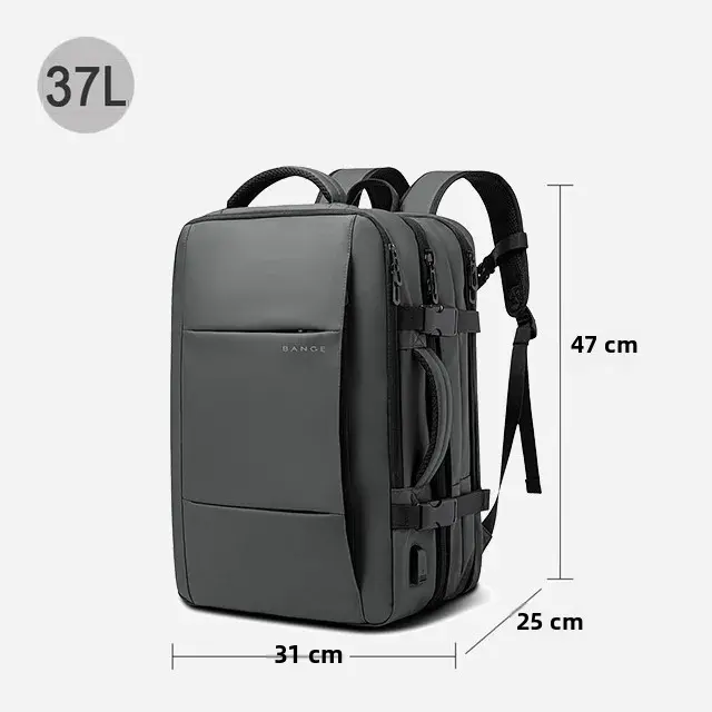BANGE Mochila De Viaje Para Hombre Mochila Negocios Expansible Con USB Gran Capacidad Para Portátil De 17.3 Pulgadas Impermeable Moda Con USB Para Escuela - 1