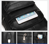 Mochila De Cuero PU with Carga USB para hombre, Morral grande para Orden portátil, mochila Escolar para adolescentes y niños, alta calidad - details 8