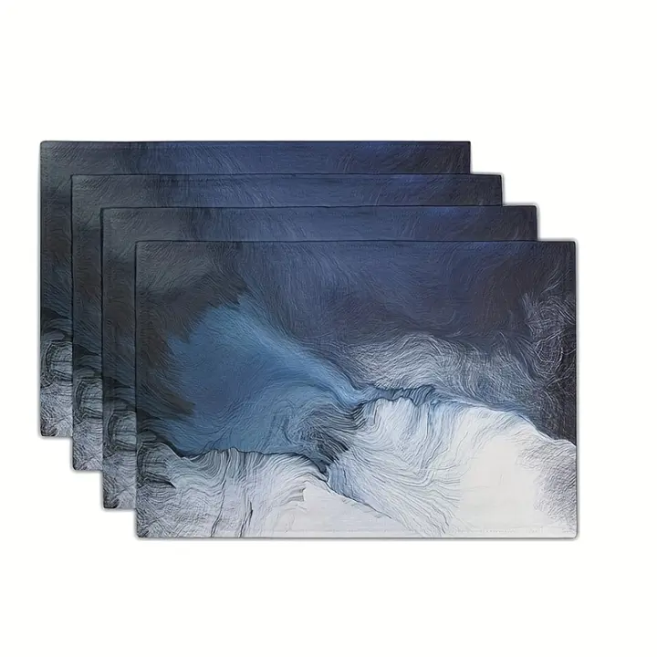 Mantel Individual De Lino Heat-Resistente Antideslizante En Colores Negro Azul Gris Y Blanco Para Comedor Estilo Clásico - 1