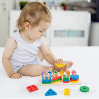 Juguetes Educativos Montessori Para Bebés Madera Colores Y Formas Bloques De Colorido Aprendizaje Para Niños Y Niñas Regalo De Cumpleaños - details 3