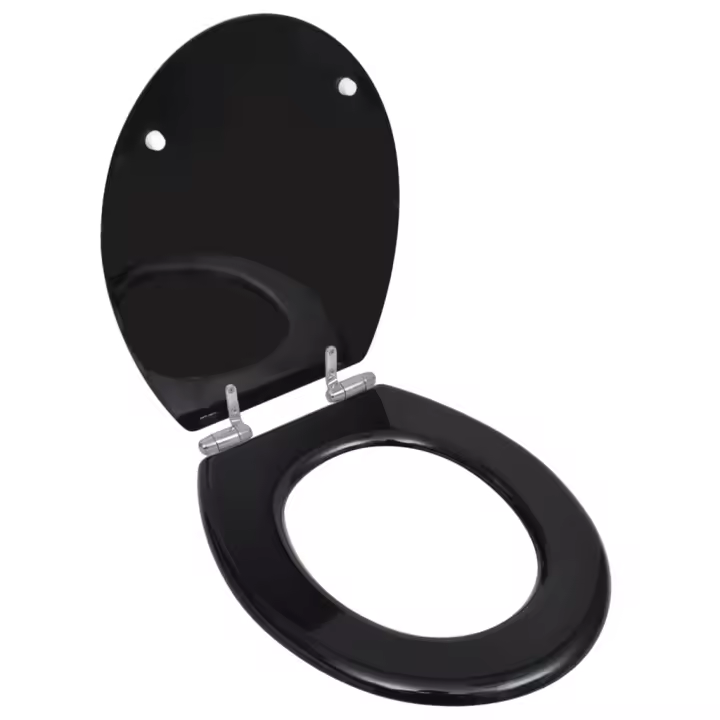 vidaXL Asiento inodoro WC MDF tapa de cierre suave diseño negro - 1