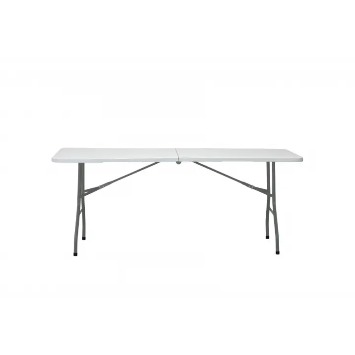 Marbueno Mesa Plegable Rectangular Resina Blanco Estructura de Acero Capacidad 6-8 personas Carga Máxima 150 kg 180X74X74 cm Catering, Jardin, Playa, Camping, Eventos y Terraza 10528 - 1
