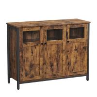 Aparador con puertas de cristal estilo industrial, para comedor, salón, cocina, marrón rústico o marrón turquesa - details 7