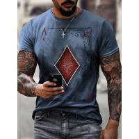 Camiseta Casual Para Hombre Con Estampado 3D De La Serie Poker Square Manga Corta Ligera Para El Verano Estilo O-Neck - details 1