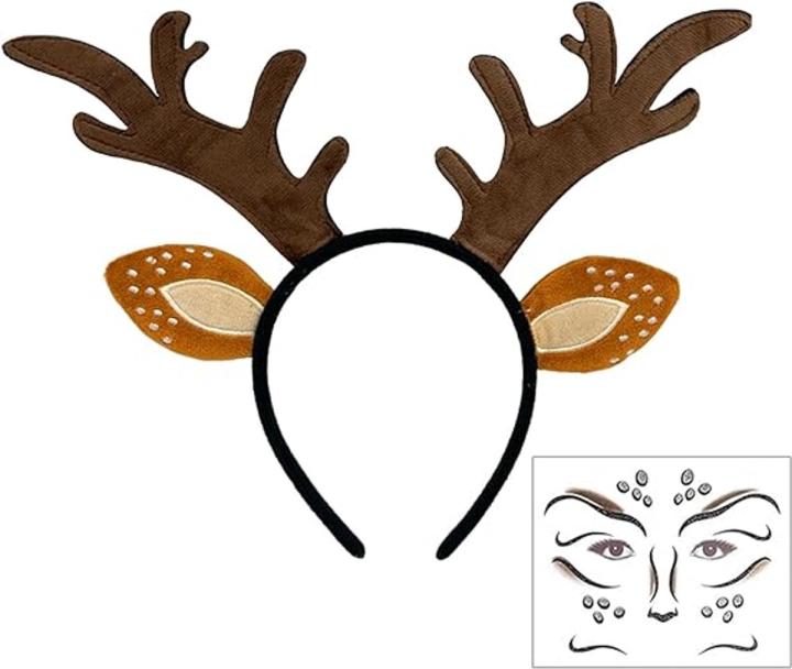 Diadema de reno de madera, orejas de ciervo, pegatinas de cara de ciervo, diadema de madera de ciervo, ropa de mujer, Halloween, Carnaval, Navidad, fiesta de elfos, regalos de Navidad