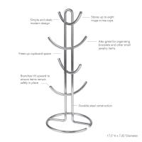Árbol para taza de café con 6 ganchos, soporte para taza de café resistente a la corrosión para mostrador, estante para tazas de té de acero aleado, soporte para taza de café para - details 2