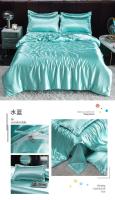 Juego De Cama De Lujo En Seda De Hielo Con Fundas De Almohada Y Funda De Edredón Satinado Textil Doméstico De Alta Gama Color Sólido - details 17