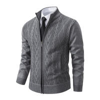 Cardigan De Veludo Para Hombre Invierno Coreano Grueso Con Cierre De Cremallera Suéter De Algodón Técnico Estilo Casual - details 5