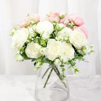 Flores Artificiales De Seda Blanca Peonía DociDaci Para Decoración De Hogar Y Vaso Arreglo De Boda Accesorios De Fiesta Navidad Wreath - details 0