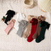Calcetines Largos Para Bebés Niñas Con Lazo Grande Algodón Suave Para Otoño Invierno Diseño Navideño Juguetón Para Niños De 0 a 8 Años - details 1