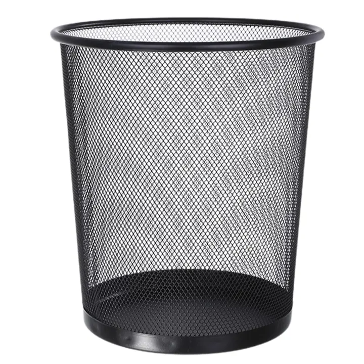 CABLEPELADO Papelera Malla Metalica 16 litros, 28 cm diámetro superior x 33 cm altura, Papelera Escritorio de Metal, Malla Metal, Fondo Plano, Papelera Habitación, Ventilada, Color Negro - 1