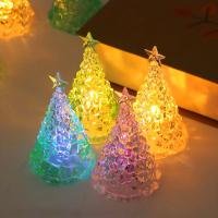 Árbol De Navidad De Cristal Con Luz Caliente Y Colorida Luz De Noche Con Estrella Decoración De Mesa Para Dormitorio Regalo De Velas Incluidas Fuente De Alimentación De Batería - details 3