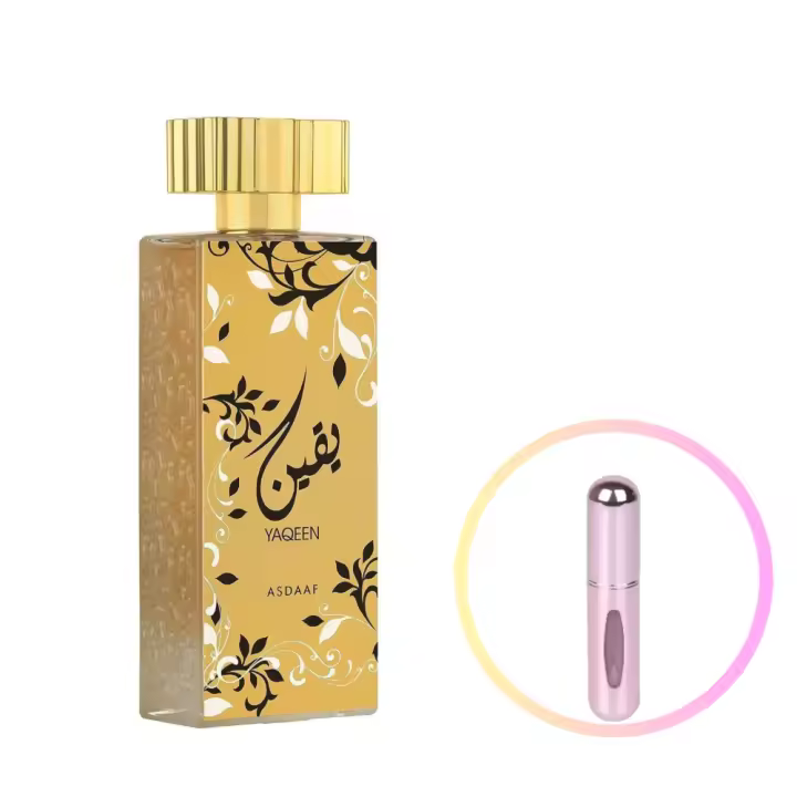 Perfume YAQEEN Lattafa 100ml +ATOMIZADOR 5ml Recargable GRATIS! MUJER Perfume Árabe Original De Dubai Emiratos Árabes, oriental - 1