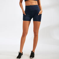 Pantalones cortos de Yoga de cintura alta para mujer, pantalones cortos ajustados de secado rápido elásticos para Fitness, pantalones cortos de longitud 3/4 con bolsillos, ropa deportiva - details 2