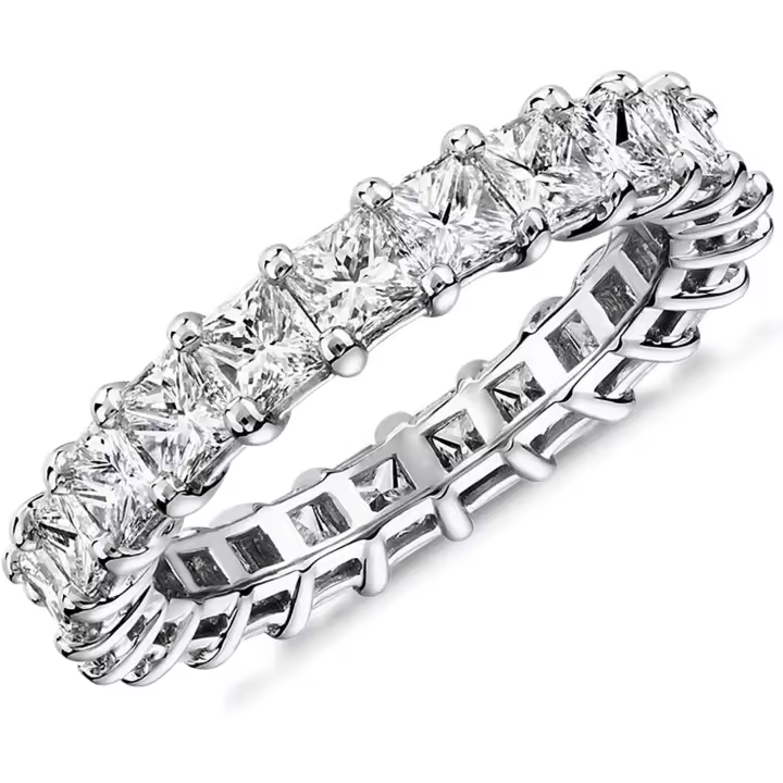 Anillas chapados en oro de 14 Quilates with zirconia cúbica Amor y anillos de Corte Princesa de 3mm para Mujeres Gold Blanco - 1