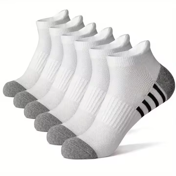 5 Pares De Medias Cortas Para Hombres De Alta Calidad Diseño Redondo Ajuste Grande Calcetines De Verano De Poliéster - 1
