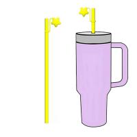 Pajillas De Silicona Con Cubierta De Estrella Larga Para Vaso Accesorios De Fiesta Suministros Eco-amigables - details 4
