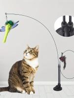 Juguete Para Gatos Con Cabeza De Pluma Y Ventosa Doble Adhesiva Stick De Acero Manual Reemplazo De Cabeza De Pluma Para Gatos - details 0