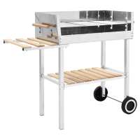 vidaXL Barbacoa de carbón portátil XXL acero inoxidable con 2 estantes - details 0