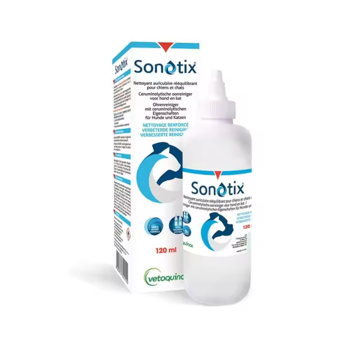 VETOQUINOL - Sonotix (120 ml) - Limpieza Auricular fuerte en Perros y Gatos - 1