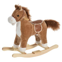 HOMCOM Caballo Balancín para Bebé Mayores de 36 Meses Juguete Balancín de Felpa Suave con Música Relinchos Sonidos de Galope Boca y Cola Móviles 65x32,5x61 cm - details 0
