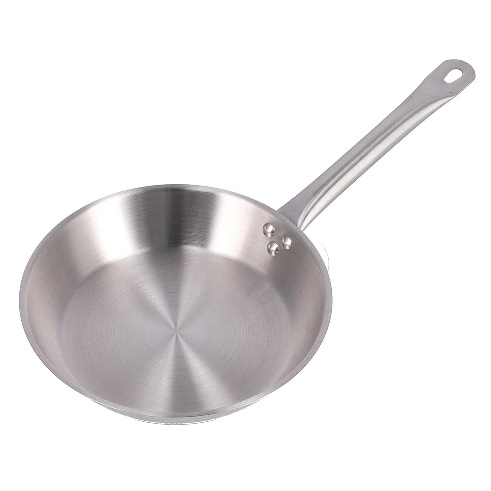 Wellhome Sartenes de Acero Inoxidable 20 a 34 cm, Aptas para Inducción, Sin Antiadherente, Ecológicas y Saludables, Ideales para Cocinas Sostenibles en color gris cromado