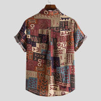 Camisa Havaiana Para Hombres Verano Manga Corta Estilo Boho Patrón Geométrico Casual Blusa De Playa Polyester Y Algodón - details 6