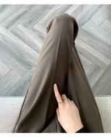 Pantalones De Trabajo Mujer Estilo Casual Cintura Alta Botones Talla Grande Color Caqui Largo Hasta El Tobillo Trasero Ancho - details 55