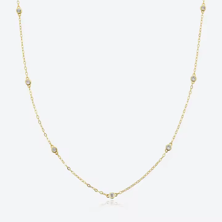 Collar De Zirconia Redonda En Plata De Ley 925 Y Oro Para Mujer Joyería Clásica De Lujo Accesorio De Encanto Para Boda - 1