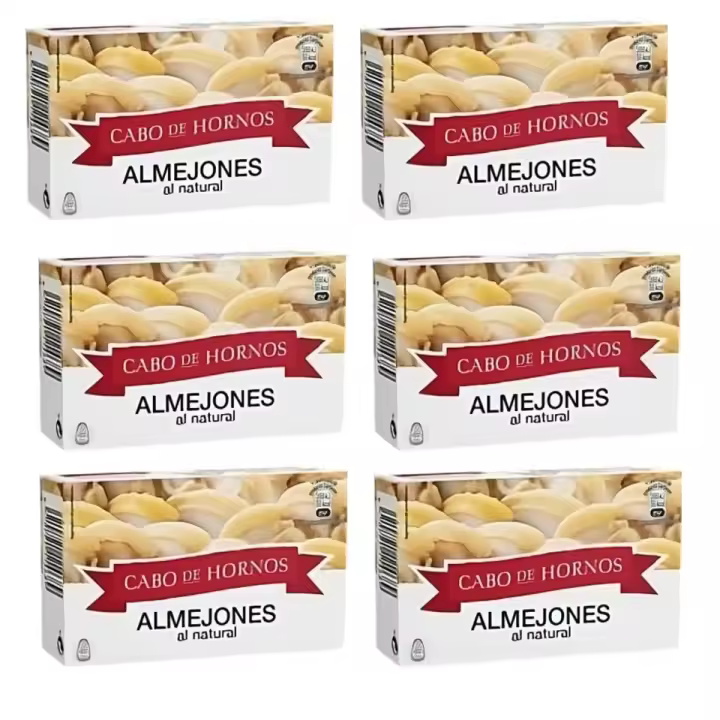 6 LATAS DE ALMEJONES AL NATURAL CABO DE HORNOS, SABOR Y CALIDAD - 1