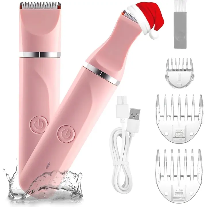 Afeitadora íntima para mujeres, afeitadora eléctrica para mujer, zona íntima, afeitadora íntima, recargable, resistente al agua para húmedo y seco, rosa - 1