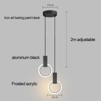 Lámpara Colgante Moderna Y Minimalista Nórdica Pequeña Para Mesa De Noche Restaurante Barra Y Estudio Fuente De Luz AC 90-260V Placa De Aluminio - details 18