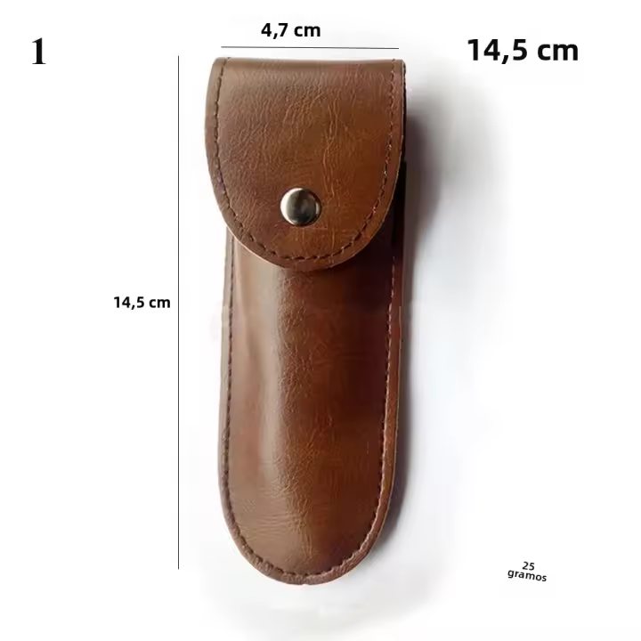 Funda De Cuero Marrón Para Cuchillo Y Linterna Con Borde De Cinturón Herramienta De Campo Y Caza Equipamiento De Porte Al Aire Libre - 1